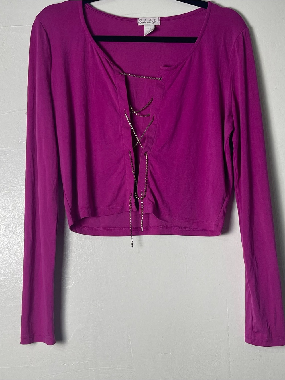 Birch & Stone Y2K Barbiecore Pink Lace Up Crop Top Size L